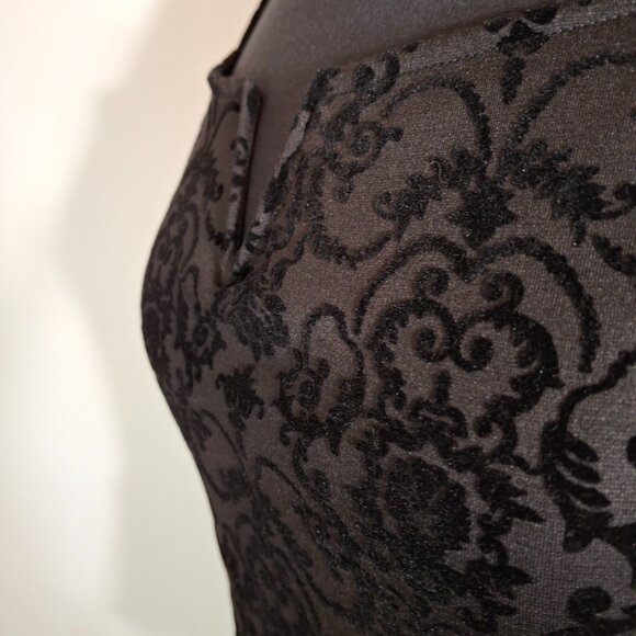 Holiday Party Burnout Velvet Flocked Peplum Corset Cap Sleeves Size M Sweetheart - Picture 15 of 16